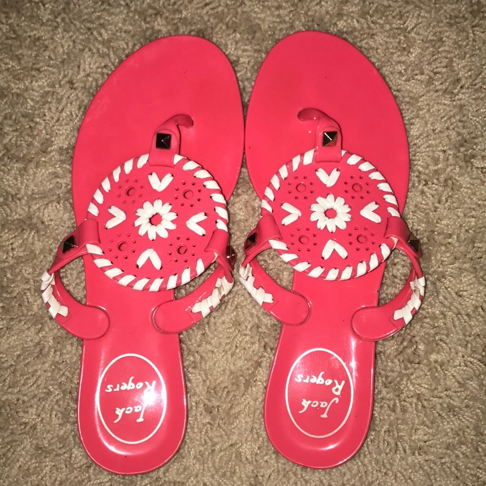 Cute and bright coral colored Jack Rogers sandals!